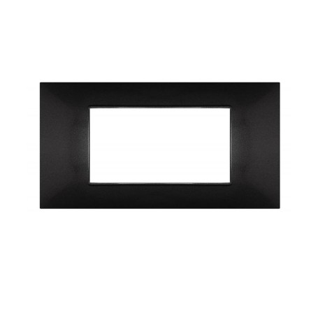 Placca 4 posti nero opaco metallizzato Vimar Plana compatibile tipo