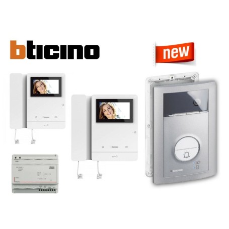 bticino kit videocitofono bifamiliare classe 100v 16m incasso