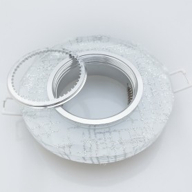 Porta Faretto tondo vetro bianco argento fisso...