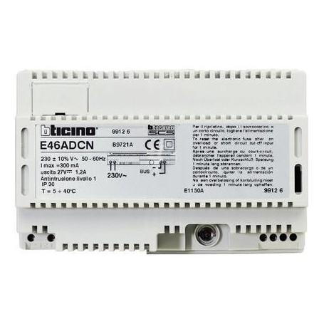 Alimentatore  bticino E46ADCN 230 Va.c. uscita 27 Vd.c. SELV - 8 moduli DIN