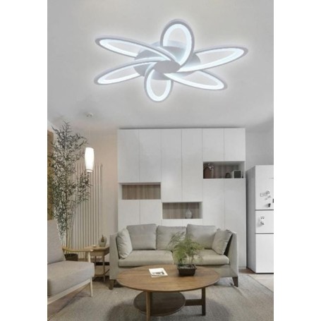 Lampadario da soffitto a led 6 luci cerchi plafoniera design moderno camera luce bianca 59w