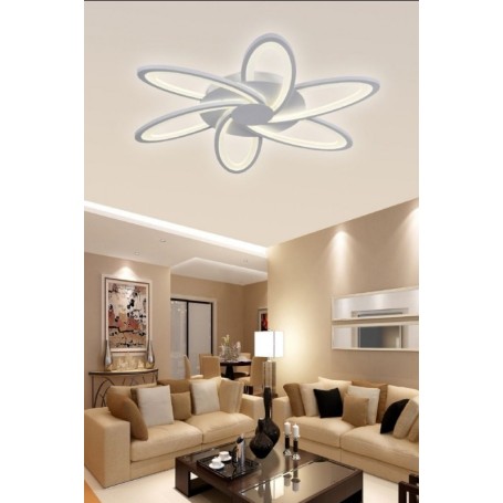 Lampadario da soffitto a led 6 luci cerchi plafoniera design moderno camera luce Naturale 59w