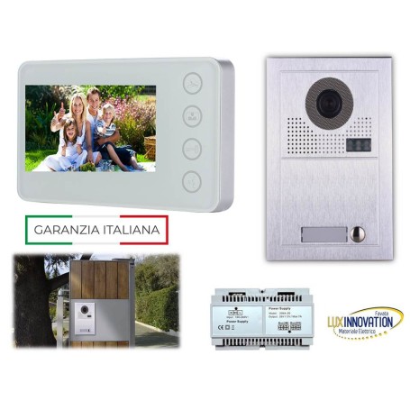 KIT VIDEOCITOFONO MONOFAMILIARE LUX INNOVATION 2 FILI PROFESSIONALE INCASSO DIN
