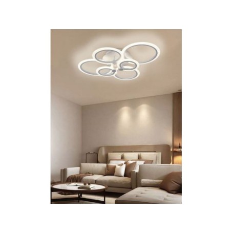 Lampadario da soffitto a led 6 luci cerchi plafoniera design moderno camera luce naturale