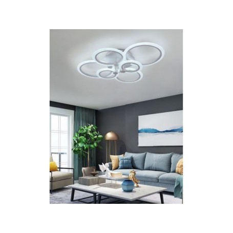 Lampadario da soffitto a led 6 luci cerchi plafoniera desig moderno camera luce fredda