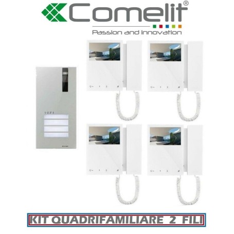 Kit videocitofono Quadrifamiliare 4 famiglie comelit 2 fili 8461m