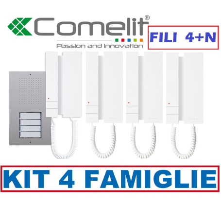 KIT CITOFONICO COMELIT 4+N FILI 4 FAMIGLIE  KCA5061 CITOFONI MINI 2702W