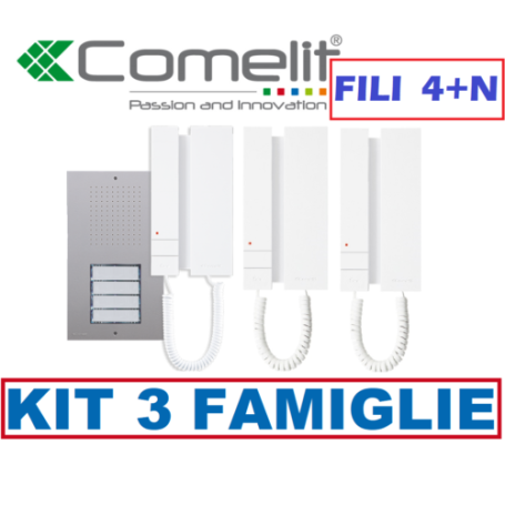 KIT CITOFONICO COMELIT 4+N FILI 3 FAMIGLIE KCA5061 trifamiliare CITOFONI 2702W