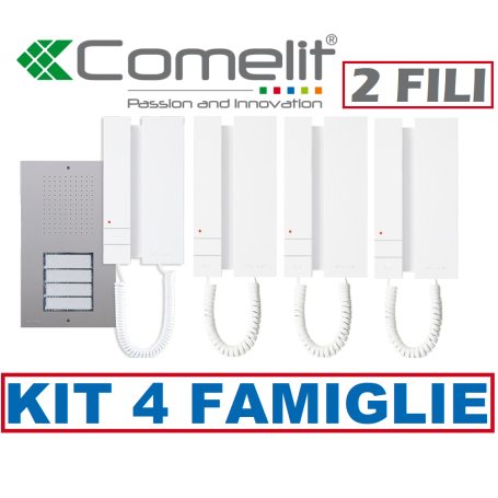 kit citofono quadrifamiliare comelit 2 fili kca2061a 4 famiglie citofoni 2738wa