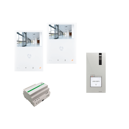 Kit videocitofono vivavoce comelit 8461v bifamiliare 2 fili 2 monitor