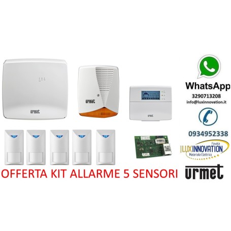KIT ALLARME CON 5 SENSORI ANTIFURTO URMET 1068 app cellulare