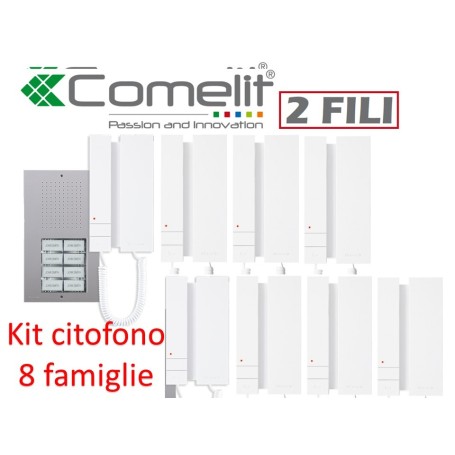 kit citofono otto famiglie comelit 2 fili kca2061 8 famiglie citofoni 2738wa