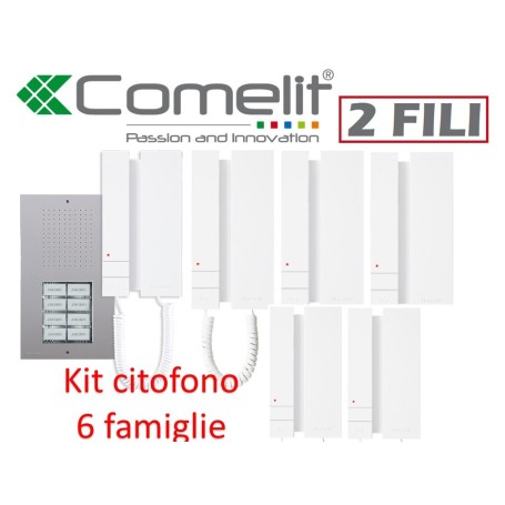 kit citofono sei famiglie comelit 2 fili kca2061 6 famiglie citofoni 2738wa