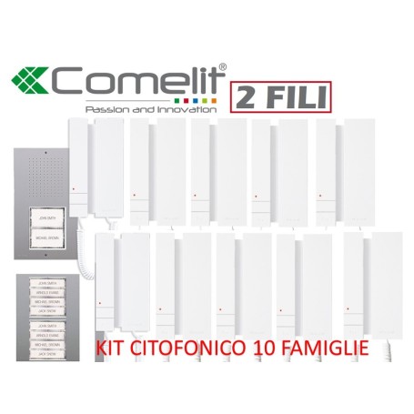 kit citofono dieci famiglie comelit 2 fili kca2061 10 famiglie citofoni 2738wa