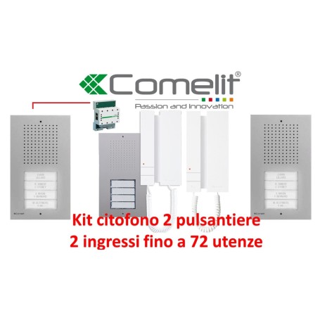 KIT CITOFONO BIFAMILIARE COMELIT 2 FILI KCA2061 DOPPIA PULSANTIERA 2 INGRESSI