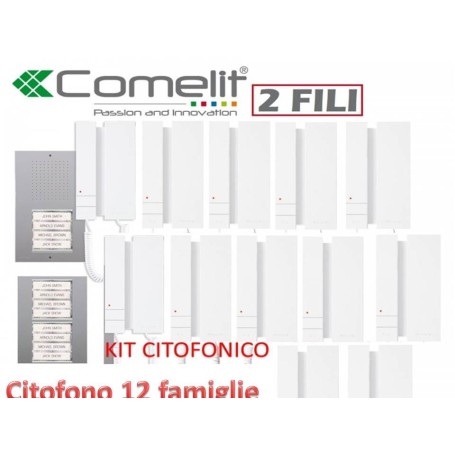 kit citofono dodici famiglie comelit 2 fili kca2061 12 famiglie citofoni 2738wa