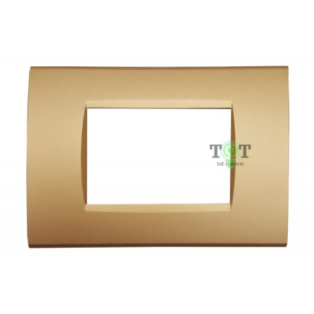 PLACCA 3 POSTI ORO SATINATO SABBIA BTICINO LIVING LIGHT COMPATIBILE