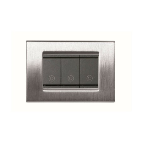 Placca compatibile vimar idea cromo satinato 3 posti metallo 2000-cs