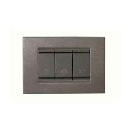 Placca compatibile vimar idea colore grigio ardesia 3 posti metallo 2022