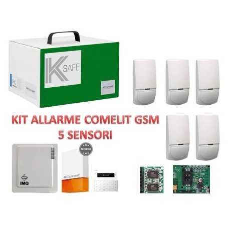 Kit allarme gsm Comelit 5 sensori e sirena VEDO10GSM kit completo