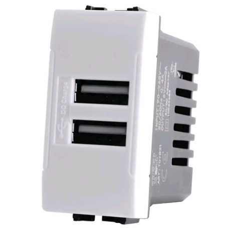 Presa usb doppia caricatore compatibile con Bticino Living Tipo bianco