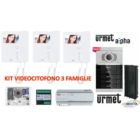 Kit Videocitofono Urmet trifamiliare 3 famiglie