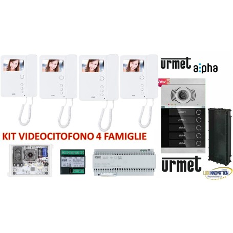 Kit Videocitofono 4 famiglie Urmet quadrifamiliare