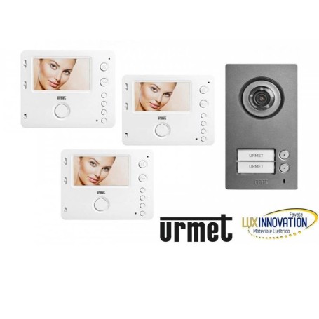 Kit Videocitofono con 3 Monitor vivavoce urmet 1722 pulsantiera 2 tasti
