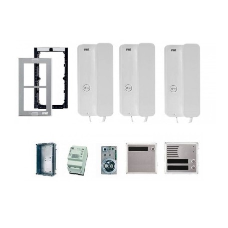 CITOFONO URMET 3 FAMIGLIE KIT COMPLETO CON CORNETTA 1150 TRIFAMILIARE