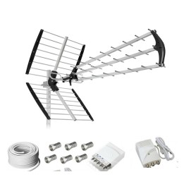 KIT ANTENNA DIGITALE TERRESTRE PER 2 FAMIGLIE LTE HD...