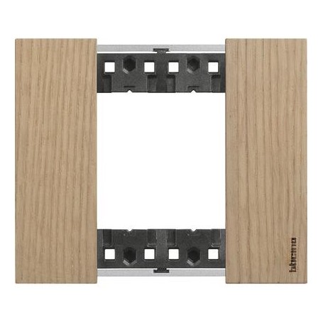 PLACCA 2 POSTI ROVERE BTICINO LIVING NOW KA4802LM