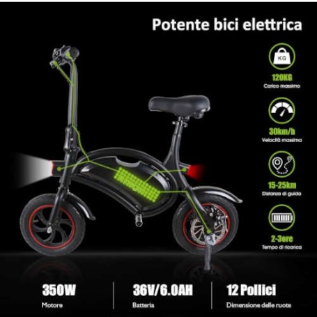 Bici Elettriche Capacità di Carico 120KG Bici elettrica 350W 36V 6.0AH Electric Bike Windgoo Bicicletta Elettrica Pieghevole E Bike 25KM/H 