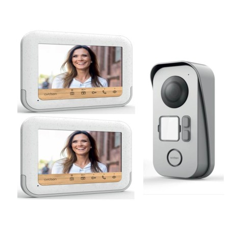 KIT VIDEOCITOFONO CON 2 MONITOR AVIDSEN 7 POLLICI BIFAMILIARE 2 FAMIGLIE 112282