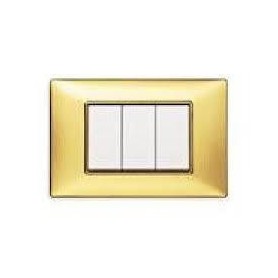 Placca 4 moduli oro lucido compatibile Vimar Plana tipo...