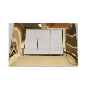 Placca 3 moduli oro lucido compatibile Vimar Plana tipo...