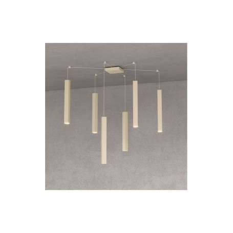 Sospensione Round Tube SABBIA Planet 6 Luci Led 1174/S6-SA diametro 14 Top Light