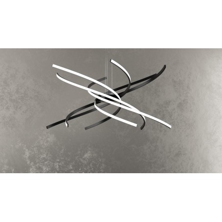 Lampada  a sospensione TORNADO 1163/S80C-NE Led 63W colore NERO LUCE CALDA Top Light