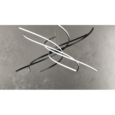 Lampada  a sospensione TORNADO 1163/S100C-NE Led 88W colore NERO LUCE CALDA Top Light