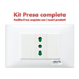 Presa completa Bipasso 16A monoblocco con placca bianca