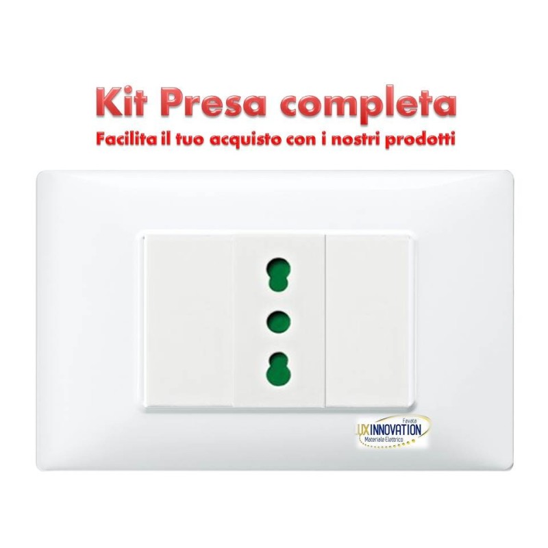 Interruttore + pulsante completo monoblocco con placca bianca compatibile  plana