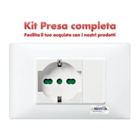 Presa Shuko completa 16A monoblocco con placca bianca