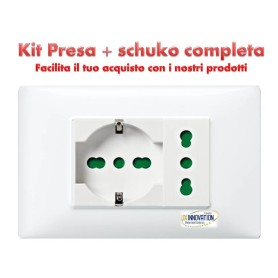 Presa con schuko completa doppia 16A monoblocco con...