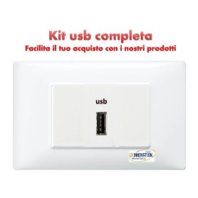 Presa usb completa monoblocco con placca bianca...
