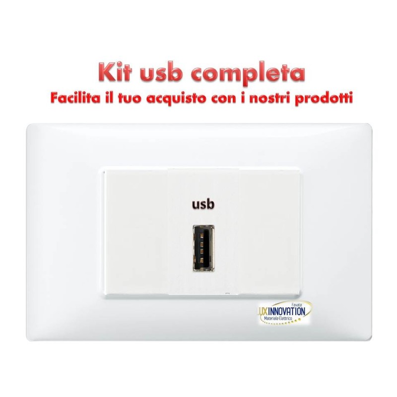 Presa usb completa monoblocco con placca bianca compatibile vimar