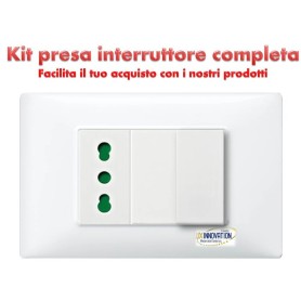Presa con interruttore completa monoblocco con placca...