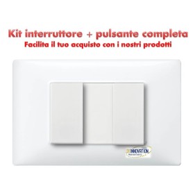 Interruttore + pulsante completo monoblocco con placca...