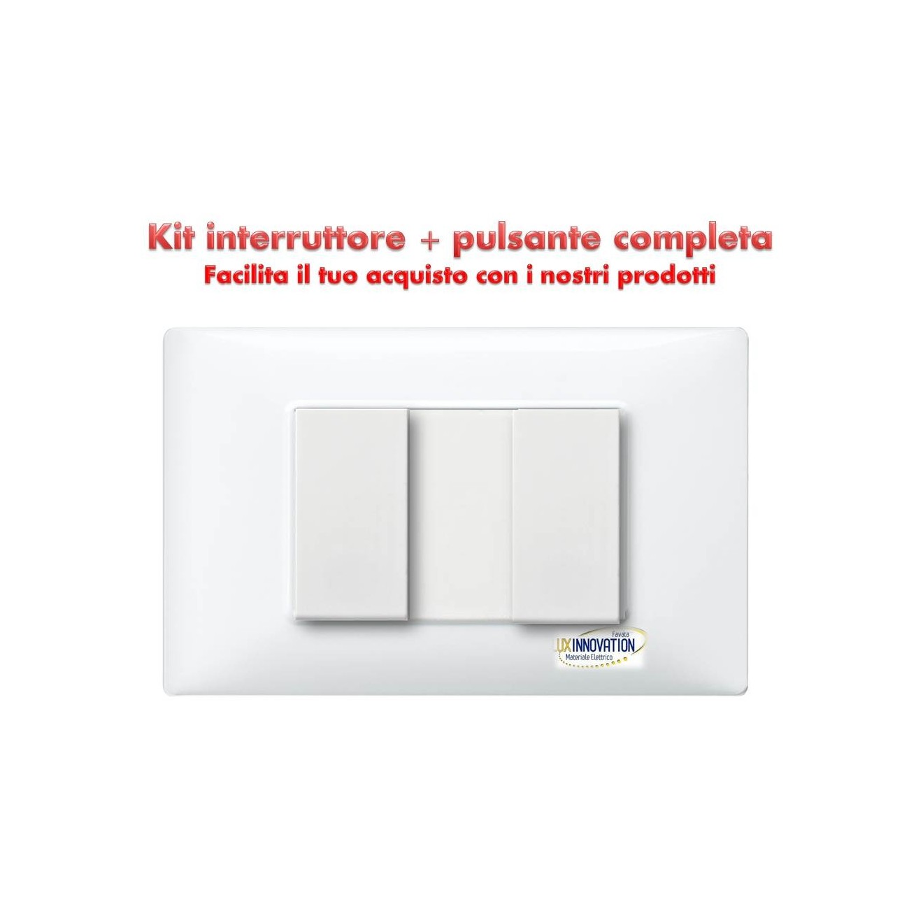 Interruttore + pulsante completo monoblocco con placca bianca compatibile  plana