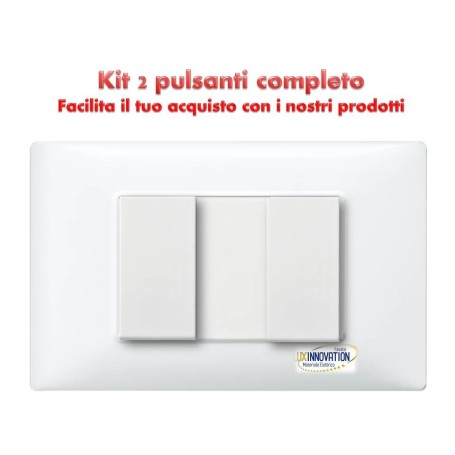 Pulsante a 2 doppio completo monoblocco con placca bianca compatibile plana