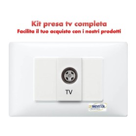 Presa antenna tv completa doppia monoblocco con placca...