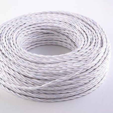 Cavo Antichizzato Intrecciato bianco 3x1 Seta cavo Antico vendita metro